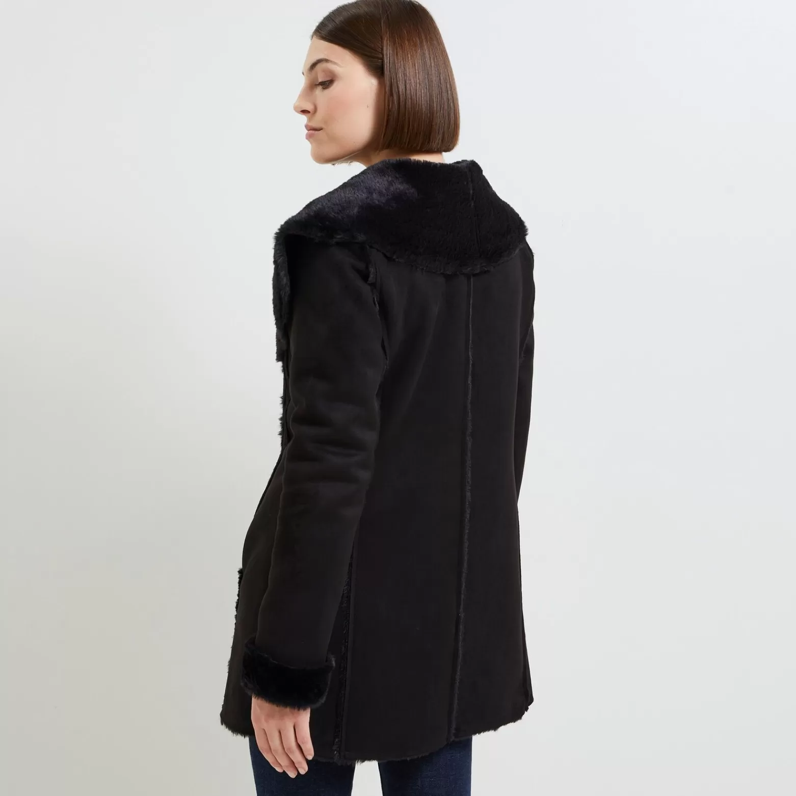 Grain de malice Manteau Effet Peau Lainee Femme