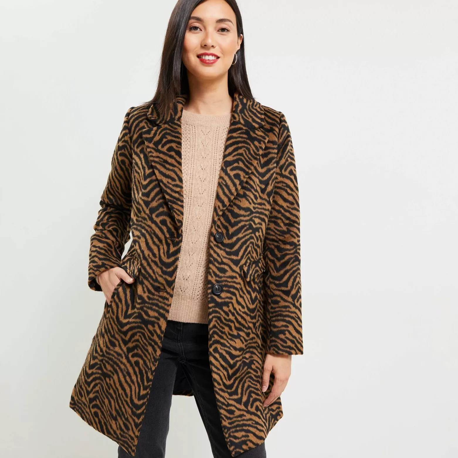 Grain de malice Manteau Par-Dessus Motif Animalier Femme