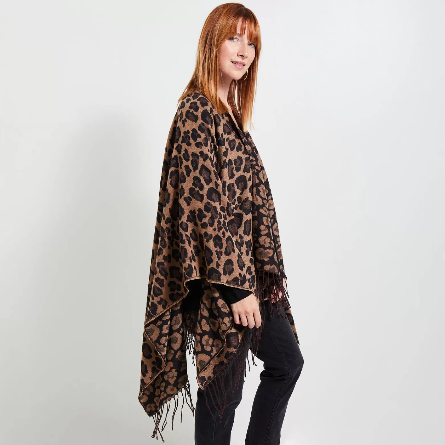 Grain de malice Poncho Motif Leopard Femme