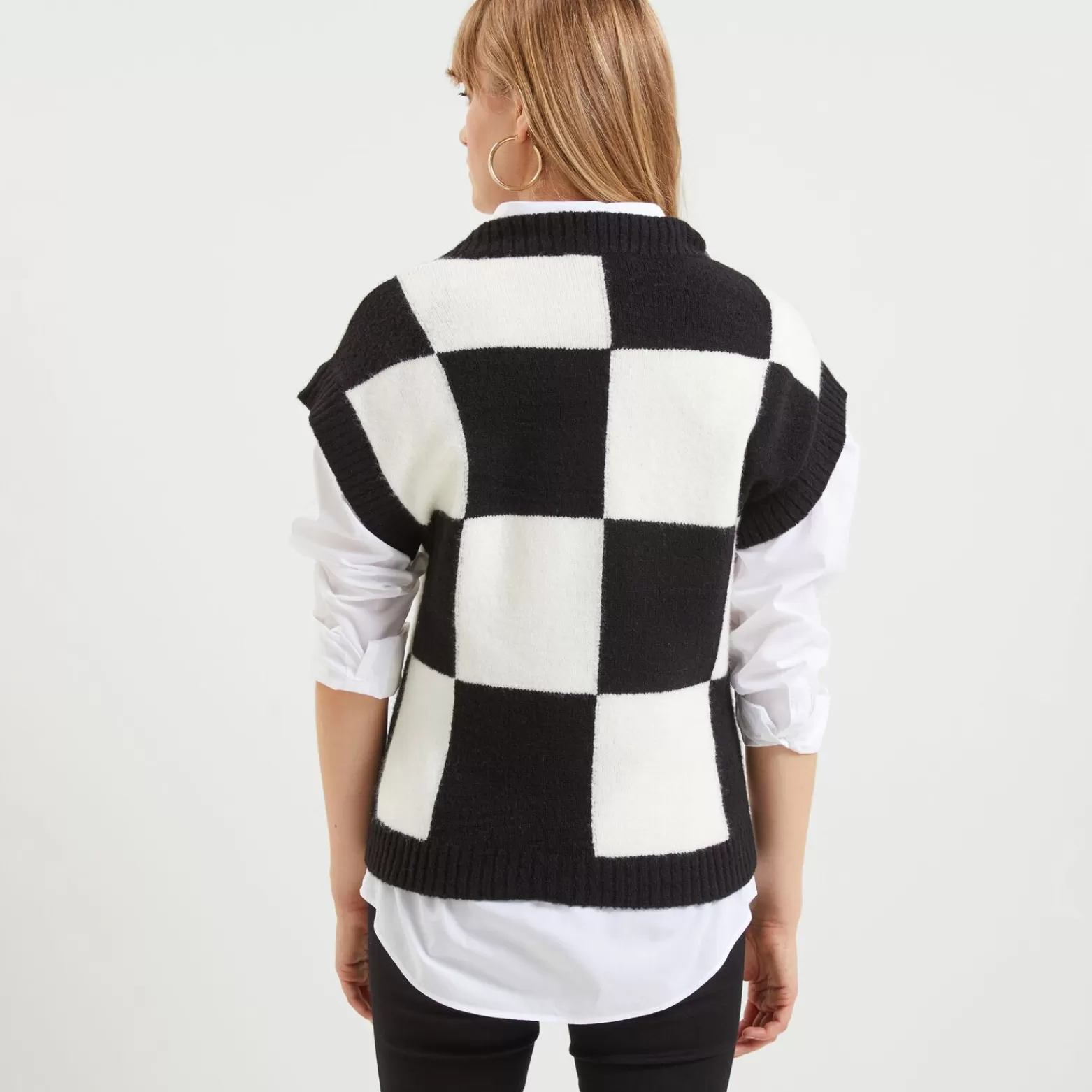 Grain de malice Pull Sans Manches Patchwork Femme