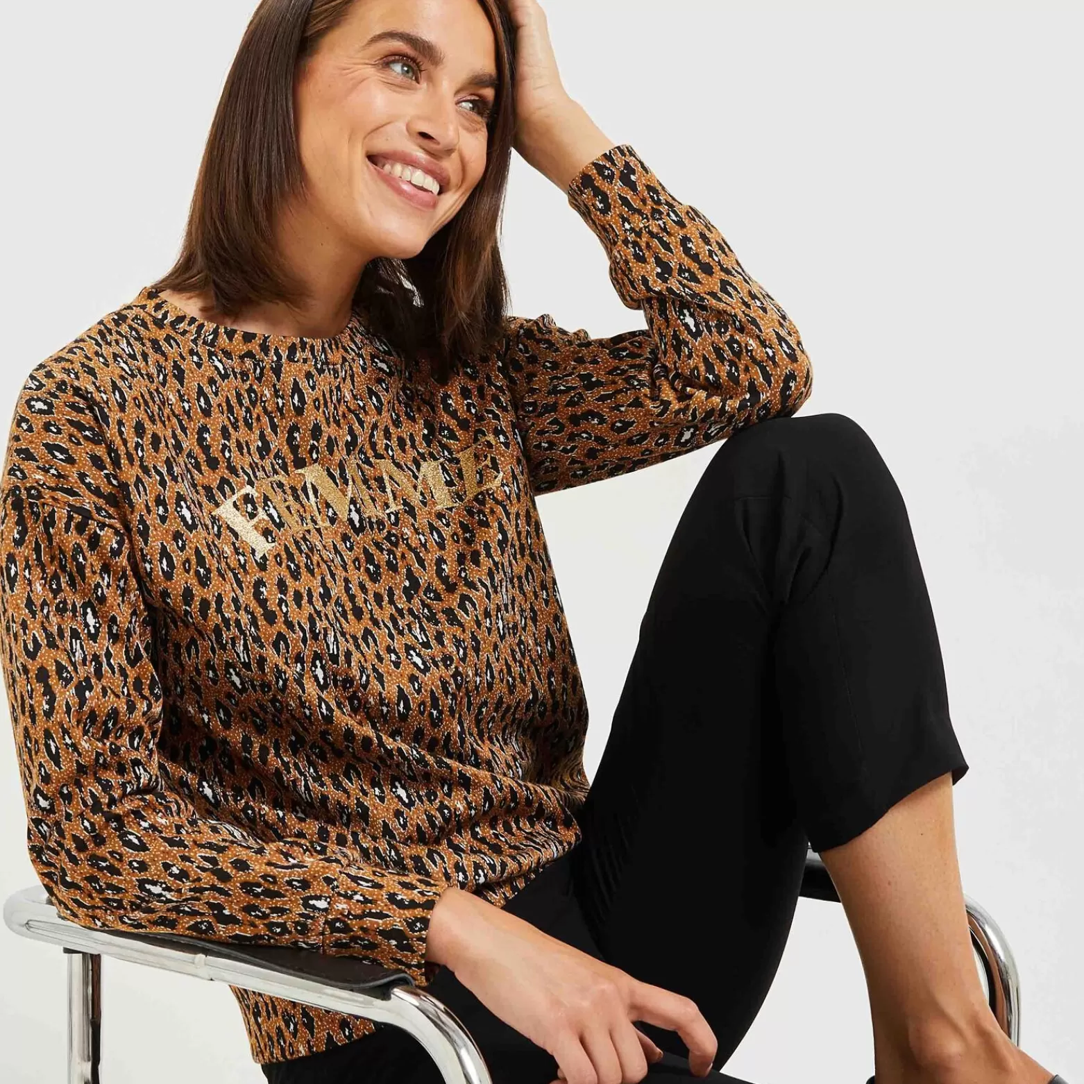 Grain de malice Sweat Leopard Femme